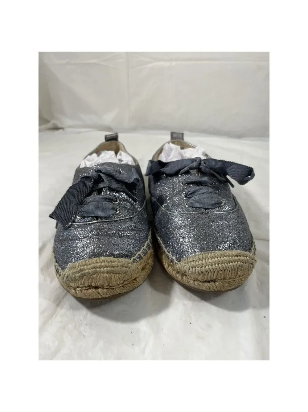 COACH Ramira Blue  Glitter Jute Lace Up Sneakers Women’s 6 B Casual Flats Shoes